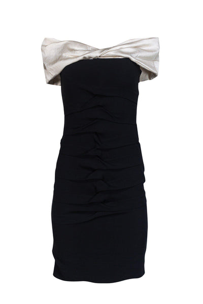 Current Boutique-Nicole Miller - Black Dress w/ Ivory Knot Top Sz 4