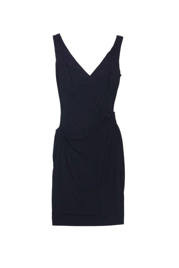 Current Boutique-Nicole Miller - Black Gathered Jersey Dress Sz P