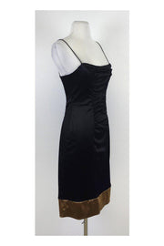 Current Boutique-Nicole Miller - Black & Gold Bodycon Spaghetti Strap Dress Sz 8
