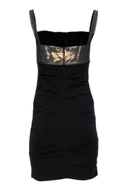 Current Boutique-Nicole Miller - Black & Gold Ruched Empire Waist Bodycon Dress Sz 4