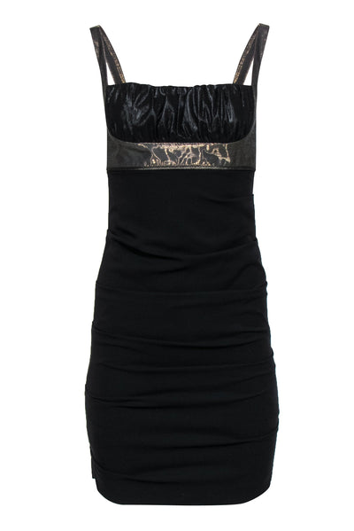Current Boutique-Nicole Miller - Black & Gold Ruched Empire Waist Bodycon Dress Sz 4