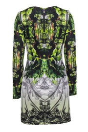 Current Boutique-Nicole Miller - Black & Green Floral Print Long Sleeve Bodycon Dress Sz 6