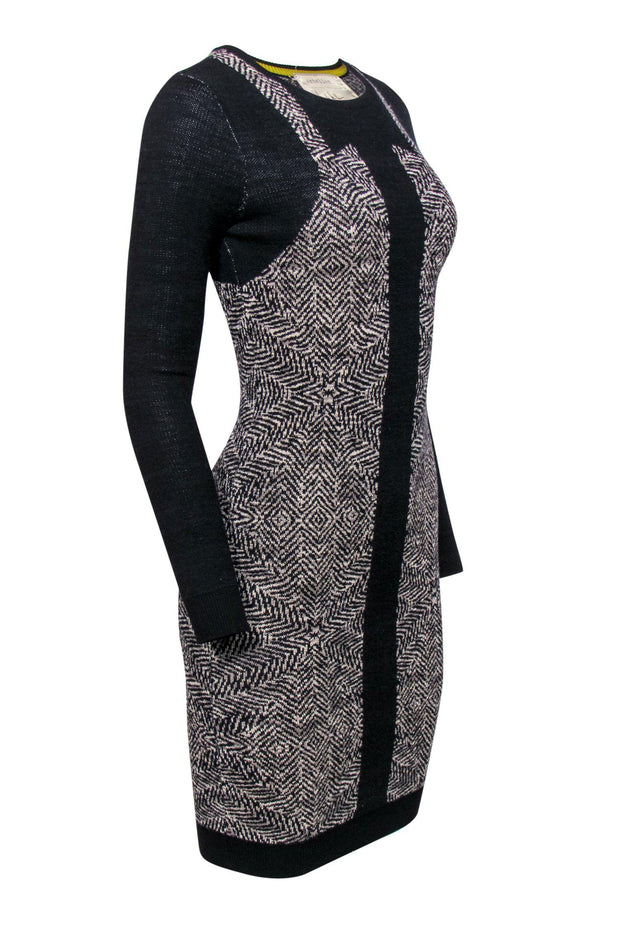 Current Boutique-Nicole Miller - Black & Grey Patterned Sweater Dress Sz S