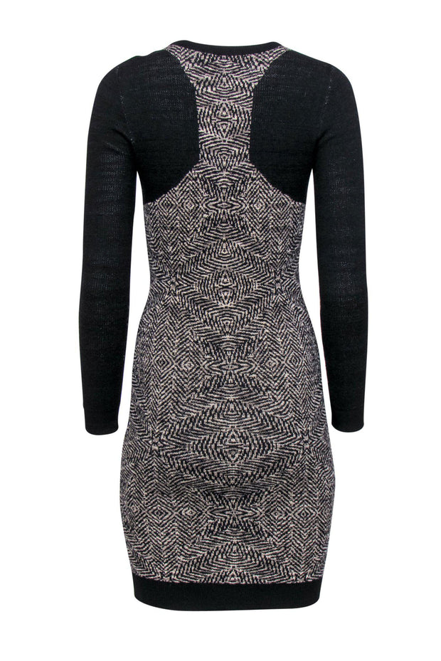 Current Boutique-Nicole Miller - Black & Grey Patterned Sweater Dress Sz S