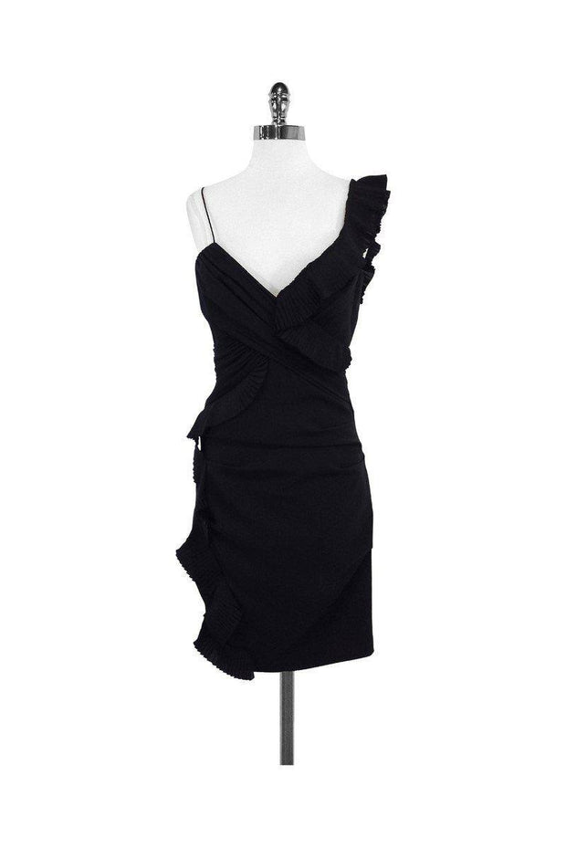 Current Boutique-Nicole Miller - Black Silk Pleated Dress Sz 8