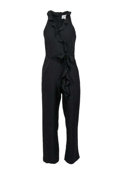 Current Boutique-Nicole Miller - Black Sleeveless Jumpsuit w/ Ruffles Sz 2