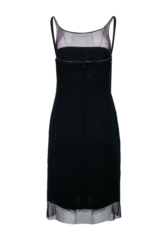Current Boutique-Nicole Miller - Black Sleeveless Mesh Neckline Dress Sz 6