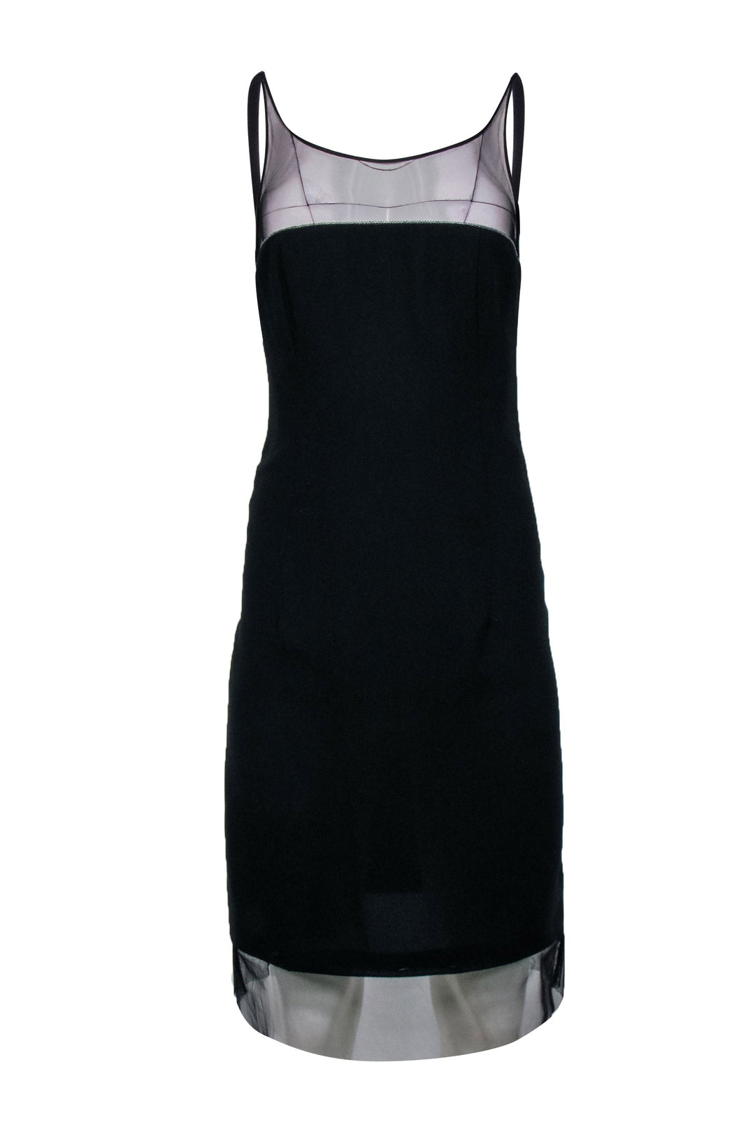 Nicole Miller Black Sleeveless Mesh Neckline Dress Sz 6 Current Boutique