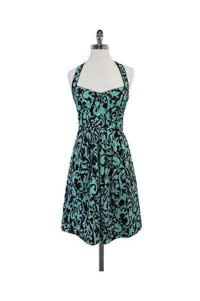 Current Boutique-Nicole Miller - Blue & Black Print Cotton Halter Dress Sz 4