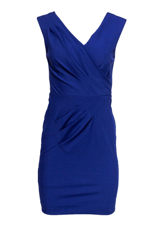 Current Boutique-Nicole Miller - Blue Dress w/ Draped Pleats Sz 4
