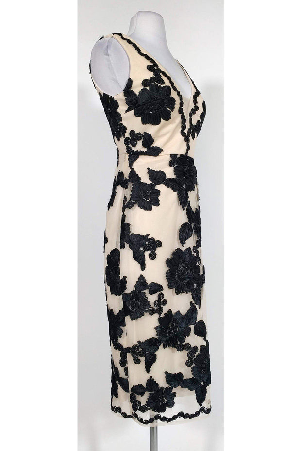 Current Boutique-Nicole Miller - Blush Floral Applique Mesh Dress Sz 2