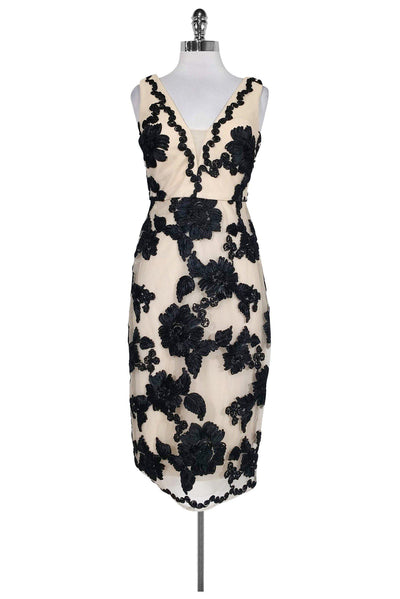 Current Boutique-Nicole Miller - Blush Floral Applique Mesh Dress Sz 2