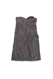 Current Boutique-Nicole Miller - Brown & Blue Crinkle Strapless Dress Sz 8