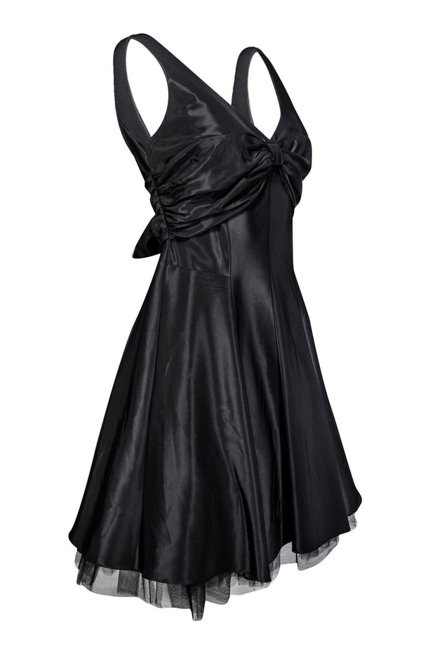 Current Boutique-Nicole Miller Collection - Black Dress w/ Bow Front Sz 8