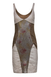 Current Boutique-Nicole Miller Collection - Metallic Color Block Linen Sheath Dress Sz 4