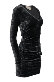 Current Boutique-Nicole Miller - Dark Grey Crushed Velvet Dress w/ Ruching Sz P