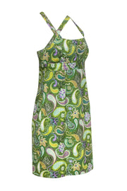 Current Boutique-Nicole Miller - Green Paisley Cotton Fitted Dress Sz 10