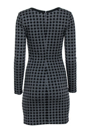 Current Boutique-Nicole Miller - Grey & Black Velour Long Sleeve Dress Sz P