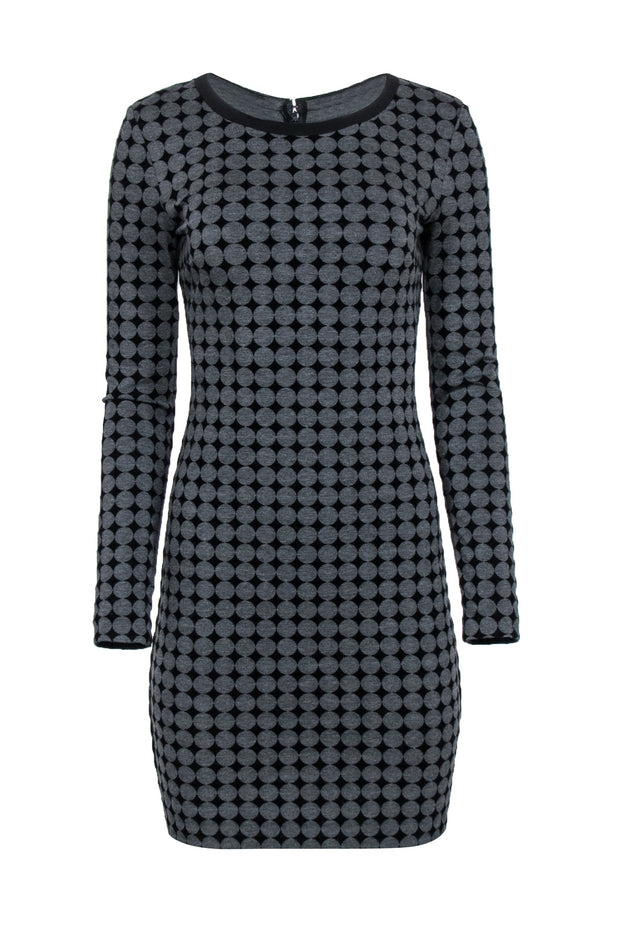 Current Boutique-Nicole Miller - Grey & Black Velour Long Sleeve Dress Sz P