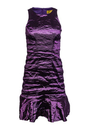 Current Boutique-Nicole Miller - Metallic Purple Cocktail Dress w/ Flare Hem Sz 4