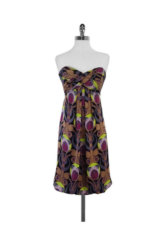 Current Boutique-Nicole Miller - Multicolor Print Strapless Dress Sz 4