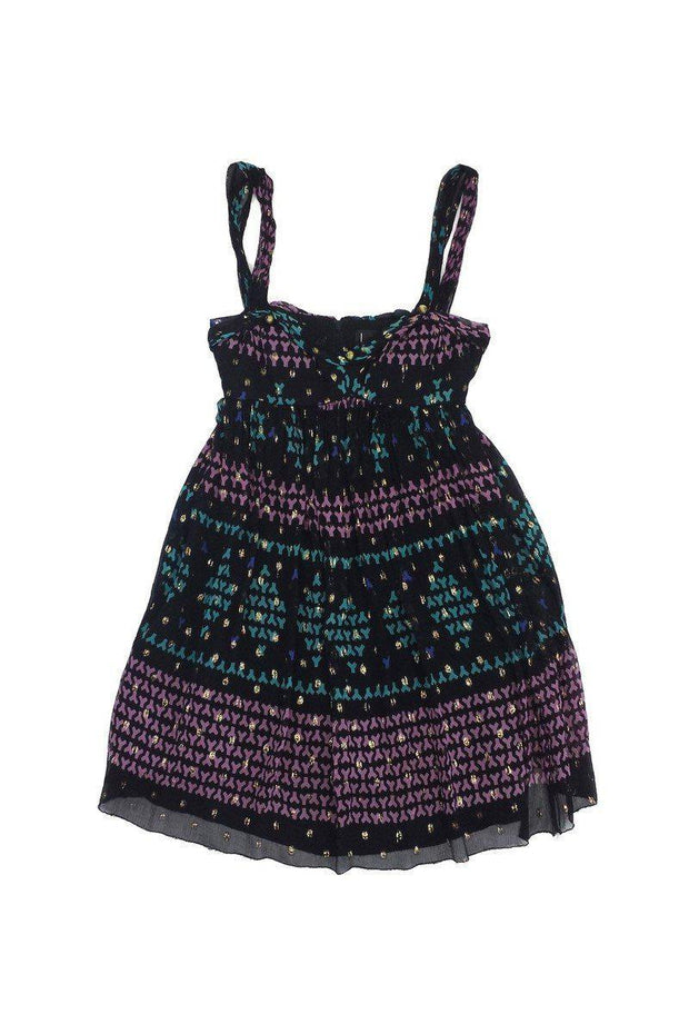 Current Boutique-Nicole Miller - Multicolor Silk Empire Waist Dress Sz 4