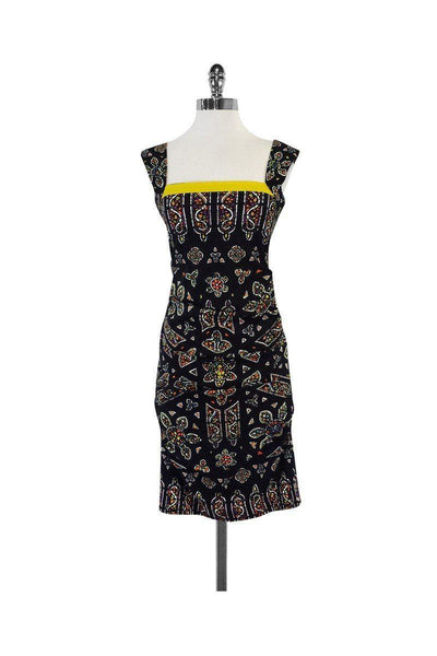 Current Boutique-Nicole Miller - Multicolor Silk Gathered Sleeveless Dress Sz 4