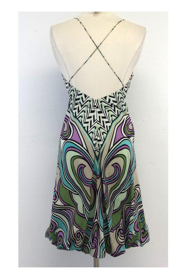 Current Boutique-Nicole Miller - Multicolor Spaghetti Strap Silk Dress Sz 0