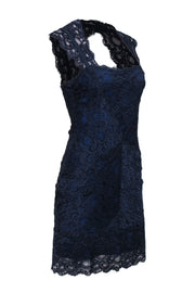 Current Boutique-Nicole Miller - Navy Lace Bodycon Dress w/ Keyhole Back Sz L