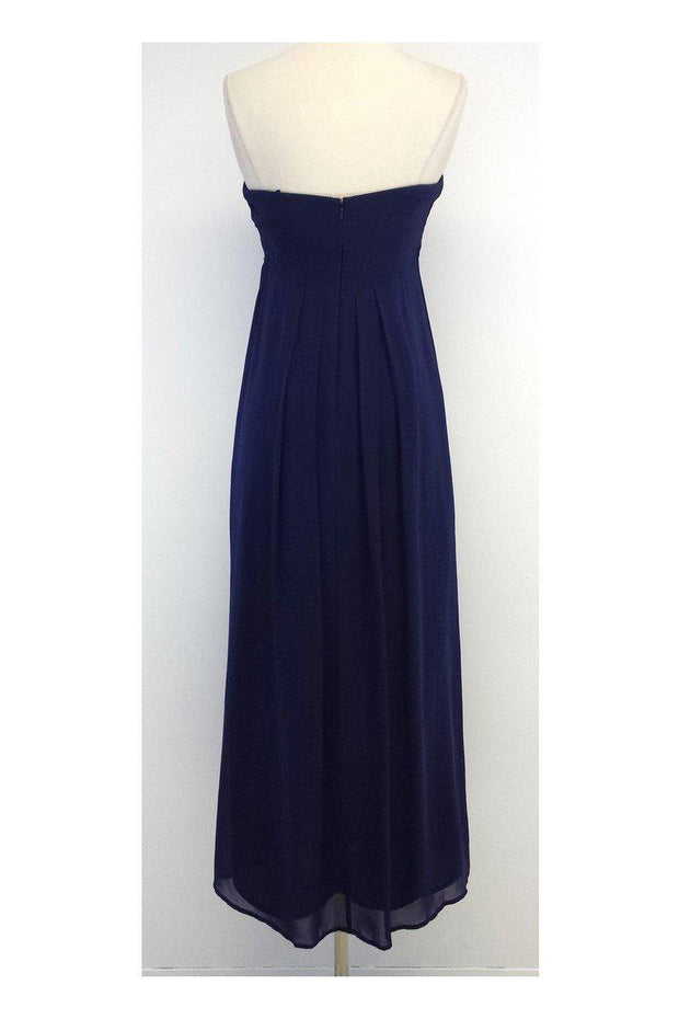 Current Boutique-Nicole Miller - Navy Strapless Silk Dress Sz 2