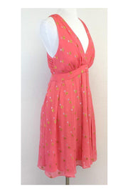Current Boutique-Nicole Miller - Pink Gold & Silver Polka Dot Dress Sz 10