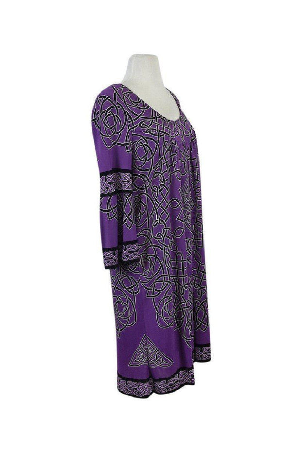 Current Boutique-Nicole Miller - Purple & Black Printed Dress Sz L
