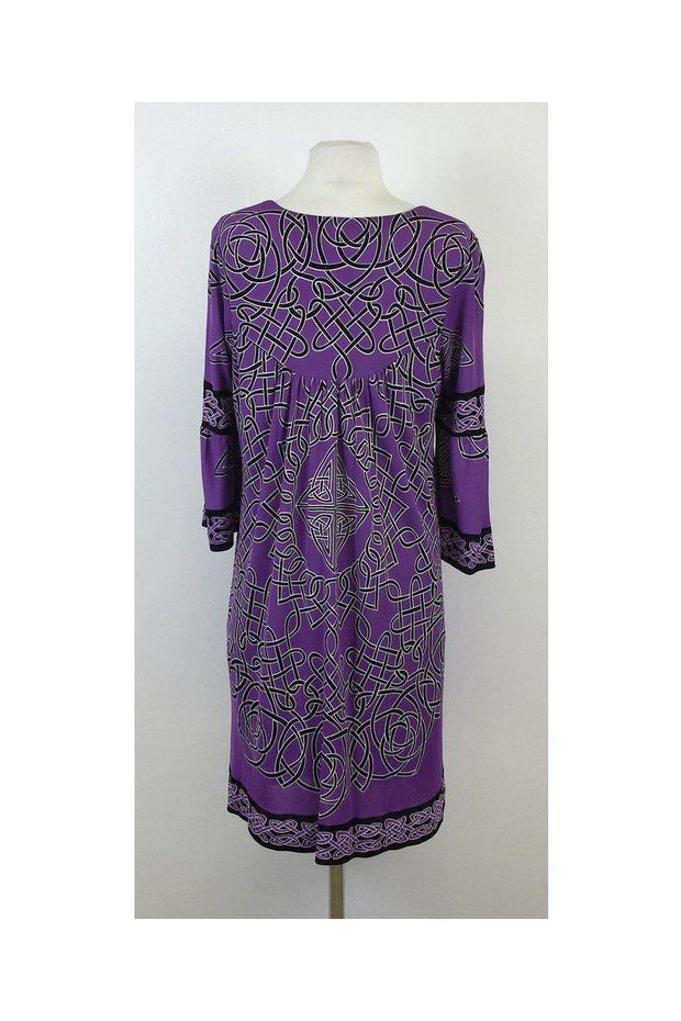 Current Boutique-Nicole Miller - Purple & Black Printed Dress Sz L