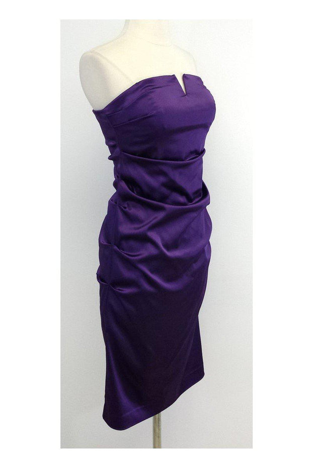 Current Boutique-Nicole Miller - Purple Strapless Dress Sz 4