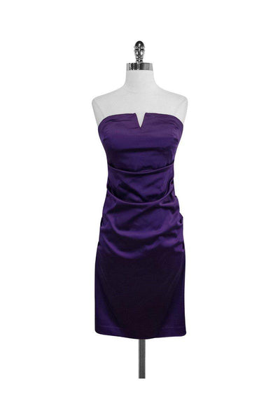 Current Boutique-Nicole Miller - Purple Strapless Dress Sz 4