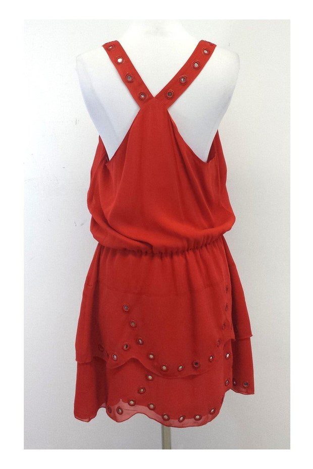 Current Boutique-Nicole Miller - Red Silk Sleeveless Dress Sz L