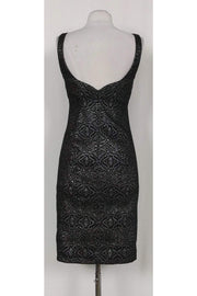Current Boutique-Nicole Miller - Silver & Black Brocade Print Dress Sz 6