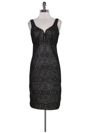 Current Boutique-Nicole Miller - Silver & Black Brocade Print Dress Sz 6