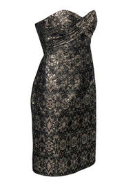 Current Boutique-Nicole Miller - Strapless Metallic Black Art Deco Dress Sz 2