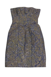Current Boutique-Nicole Miller - Strapless Purple & Gold Cocktail Dress Sz 0