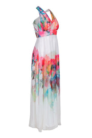 Current Boutique-Nicole Miller - Watercolor Floral Print Sleeveless Maxi Dress Sz 0