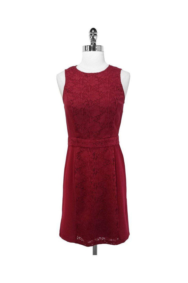 Current Boutique-Nieves Lavi - Burgundy Lace & Solid Panel Dress Sz 2