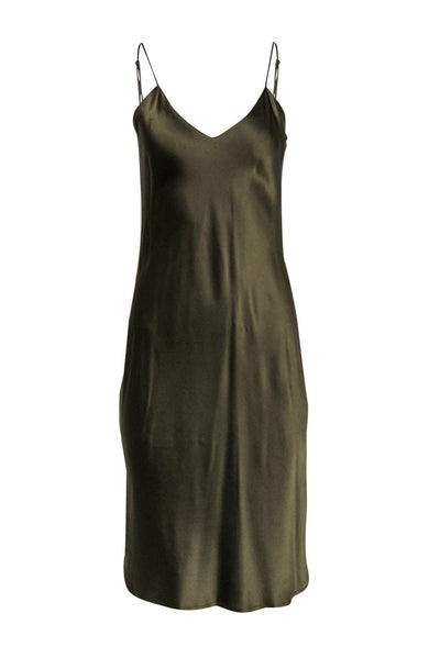 Current Boutique-Nili Lotan - Olive Sleeveless Silk Slip Dress Sz M