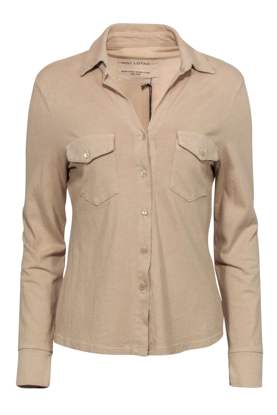 Hot Nili Lotan Liam Long Sleeve Khaki Shirt