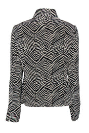 Current Boutique-Nina McLemore - Beige & Black Zebra Print Button-Up Silk "Lady June" Blazer Sz 12