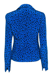 Current Boutique-Nina McLemore - Blue & Black Leopard Print Button-Up Blazer Sz 2