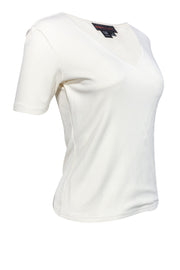 Current Boutique-Nina McLemore - Cream Surplice Short Sleeve Top Sz S