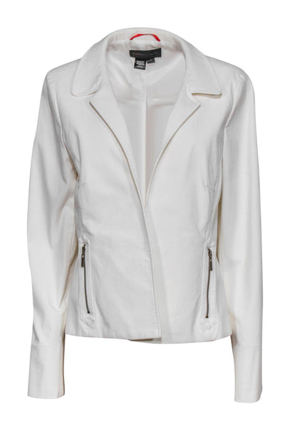 Current Boutique-Nina McLemore - White Cotton Blend Blazer w/ Zippered Pockets Sz 16