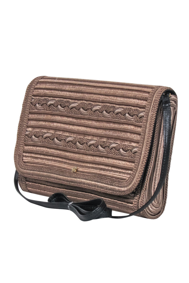 Current Boutique-Nina Ricci - Bronze Braided Fold-Over Crossbody w/ Leather Strap