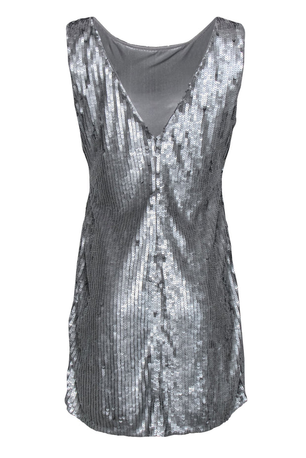 Current Boutique-Niteline - Silver Sequin Sleeveless Sheath Dress Sz 8
